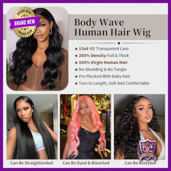 26 Inch Body Wave Lace Front Wig 200% Density Human Hair Pre Plucked main image 5